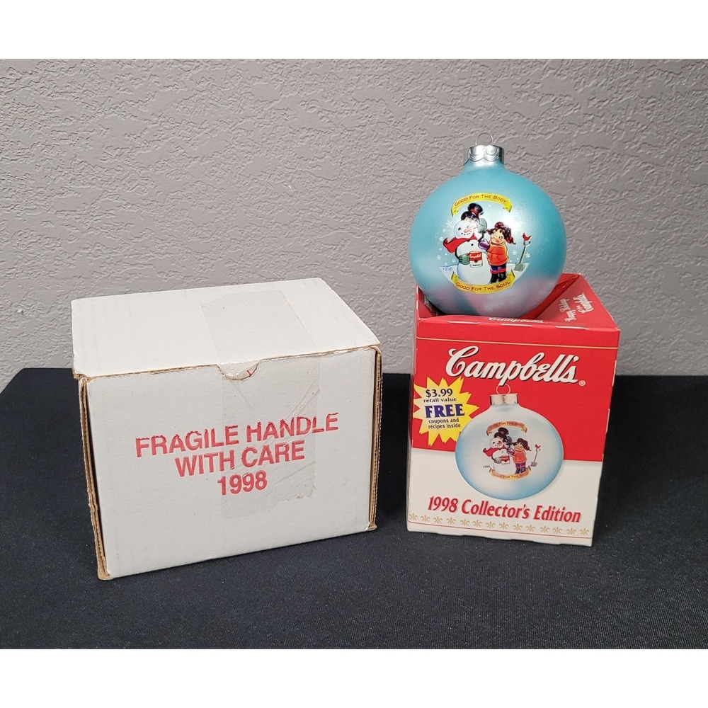 Vintage 1998 Campbell's Kids Collector's Edition Christmas Glass Ball Ornament